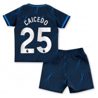 Fotbalové Dres Chelsea Moises Caicedo #25 Dětské Venkovní 2023-24 Krátký Rukáv (+ trenýrky)